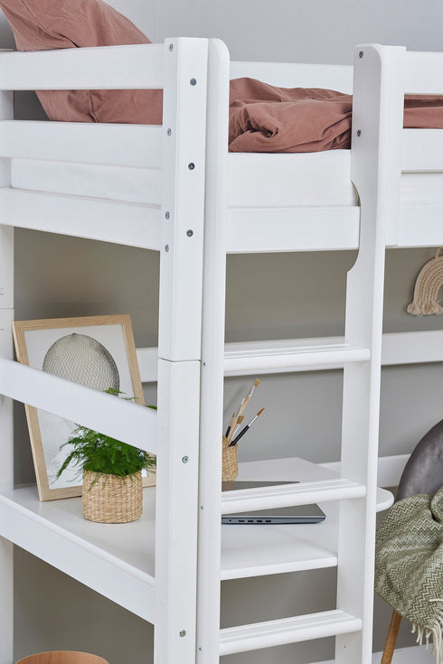 ECO Luxury MEGA Reguleeritav pööningvoodi koos puhkemooduli ja lauaga, valge, Hoppekids